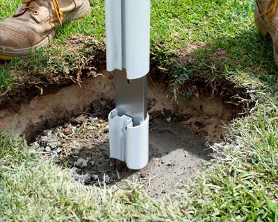 abel-pro-series-soccer-goal-ground-tube close up of Abel pro-series soccer goals with corrosion resistant inner and outer core