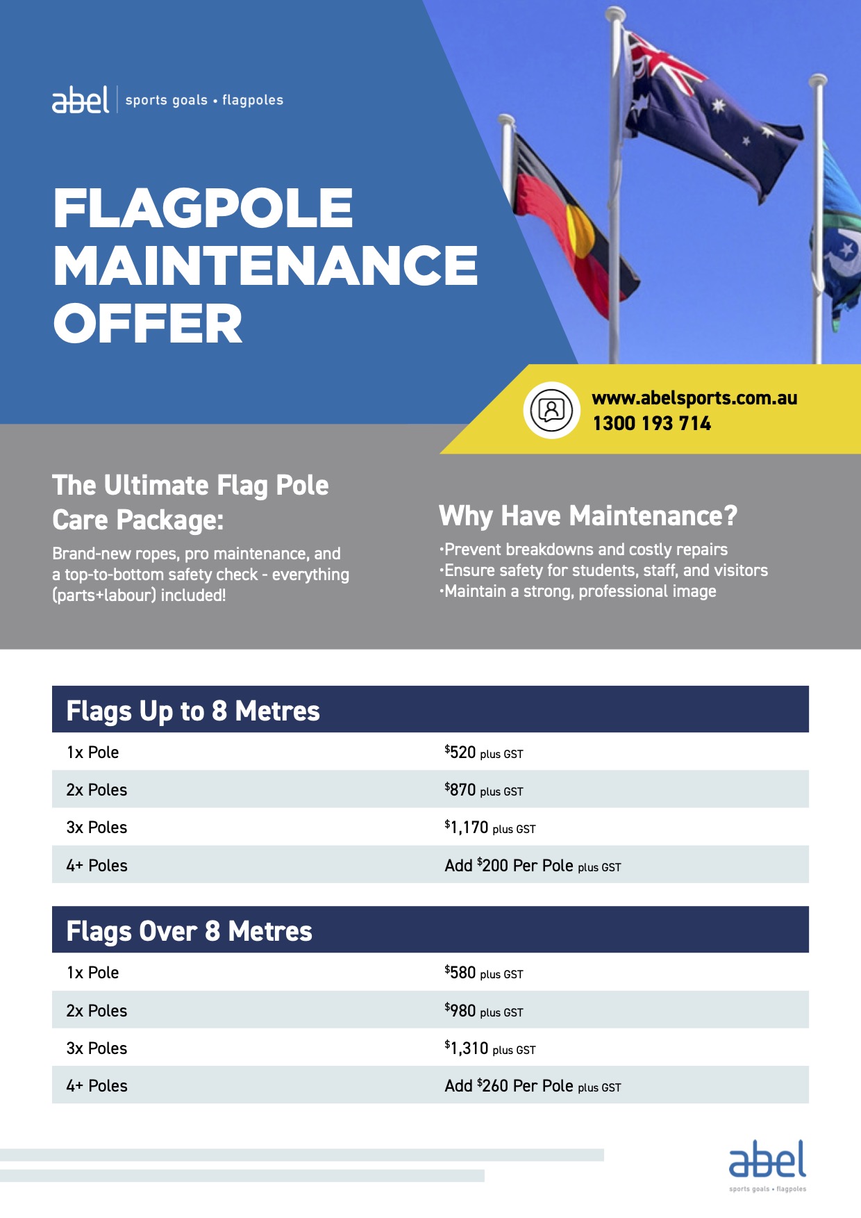 Abel Flag Pole Maintenance Offer