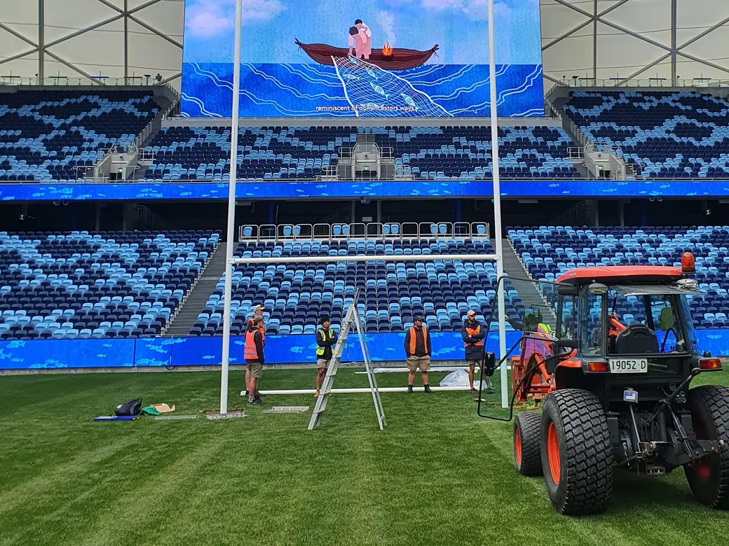 abel-sports-goald-being-carefully-installed-at-Sydney-Football-Stadium Abel goals being carefully installed at Sydney Football Stadium