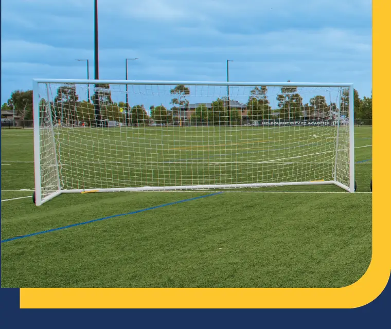 Abel junior portable football goals in use at a Melbourne Victory training session