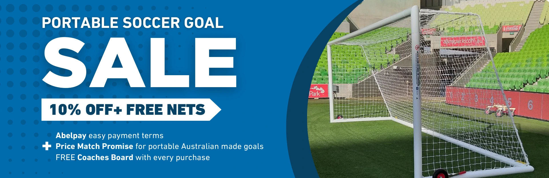 Portable soccer goals promotion banner